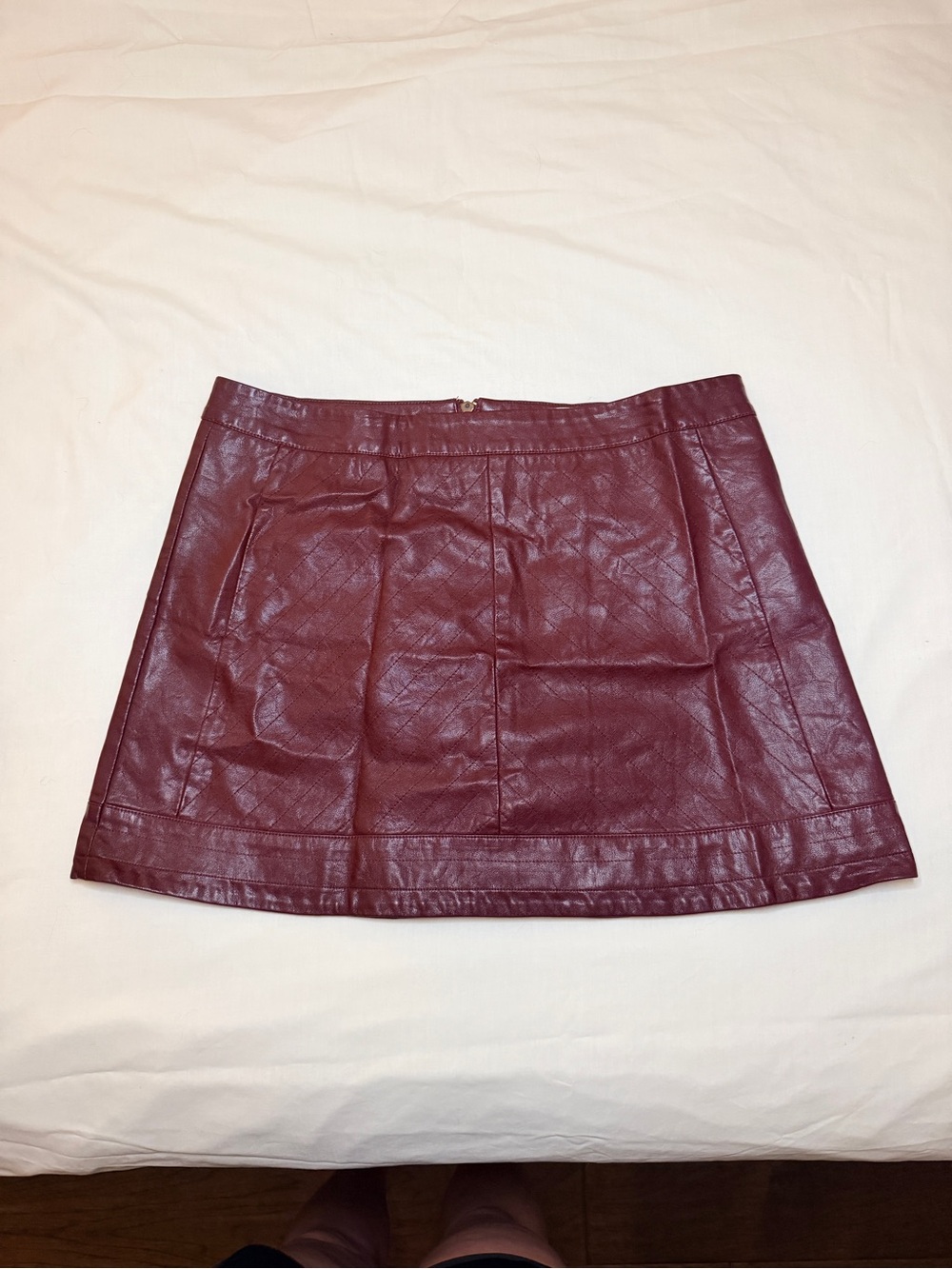 Maroon/Burgundy Leather Mini Skirt